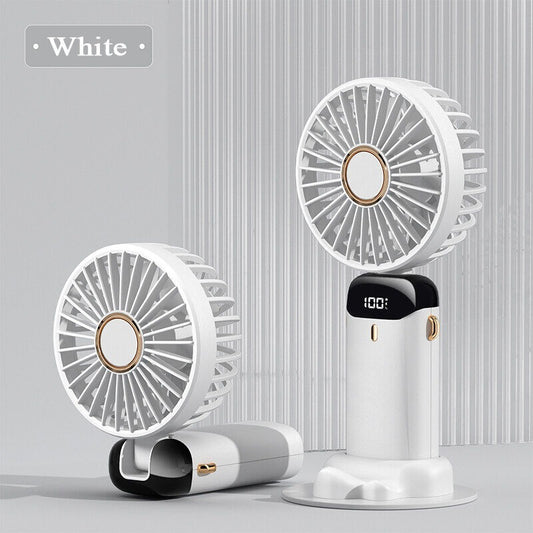 Digital Display Portable Mini Fan – 5-in-1 Multipurpose USB-C Rechargeable (RANDOM COLOR)