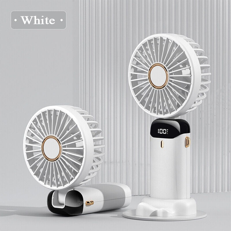 Digital Display Portable Mini Fan – 5-in-1 Multipurpose USB-C Rechargeable (RANDOM COLOR)