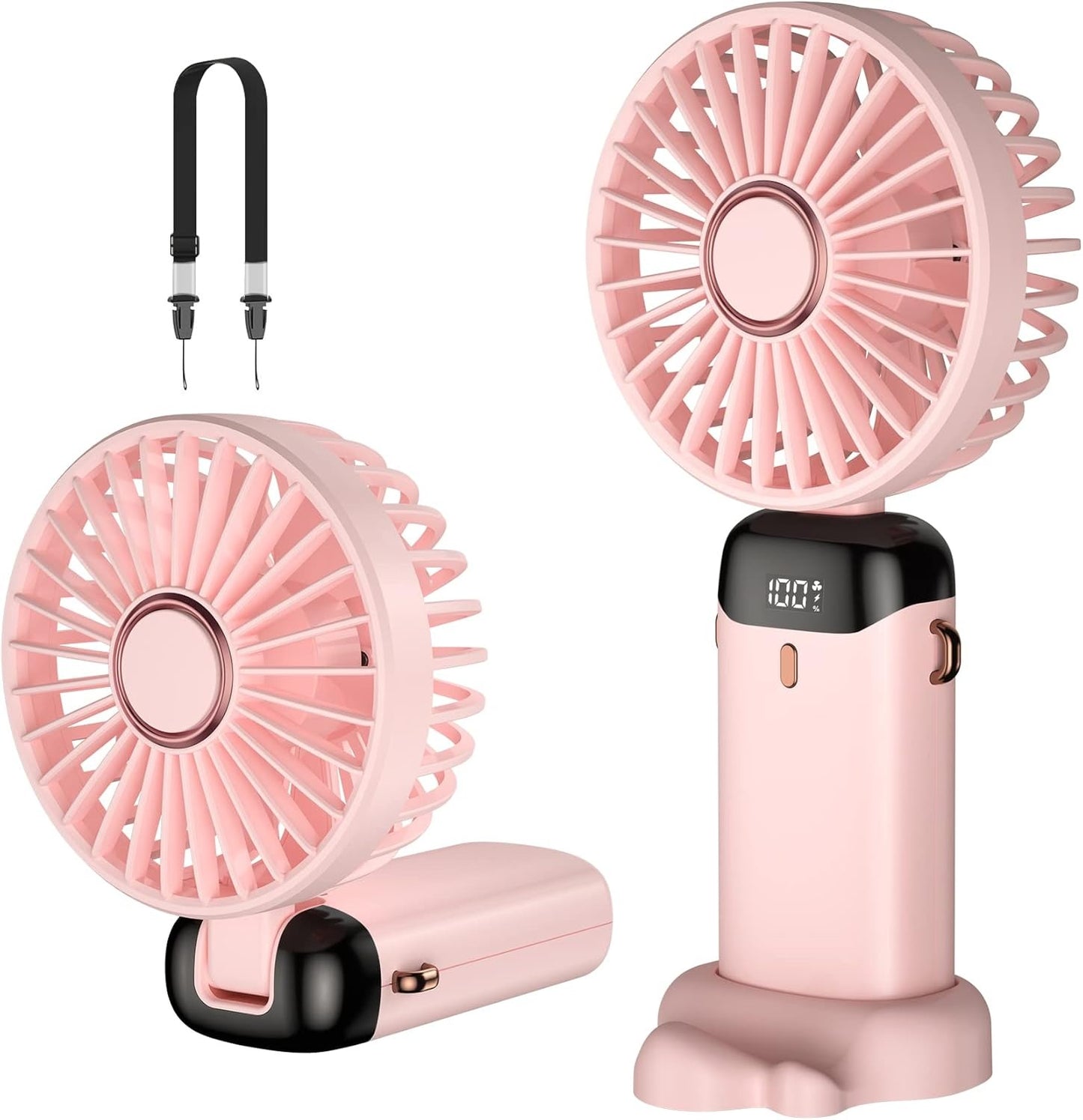 Digital Display Portable Mini Fan – 5-in-1 Multipurpose USB-C Rechargeable (RANDOM COLOR)