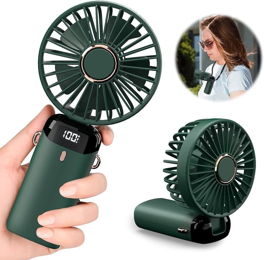 Digital Display Portable Mini Fan – 5-in-1 Multipurpose USB-C Rechargeable (RANDOM COLOR)